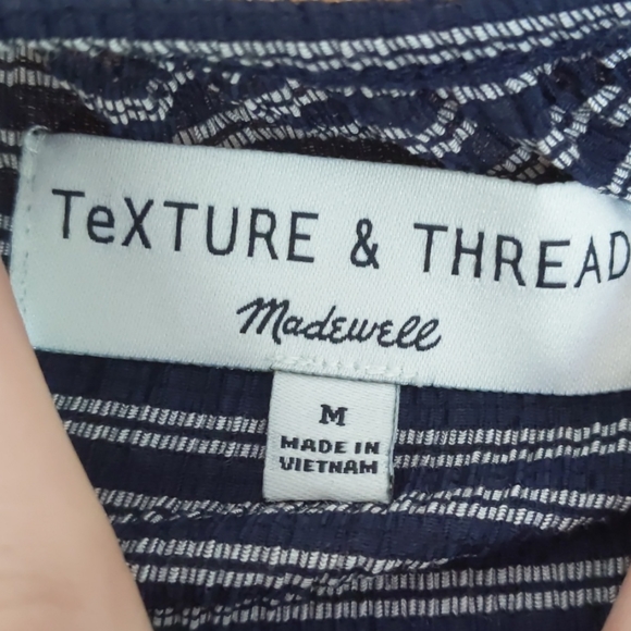 MADEWELL Texture & Thread navy striped peasant top - Picture 5 of 7